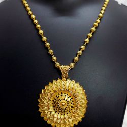 Gold Plated Floral Necklace set with 6 months warranty