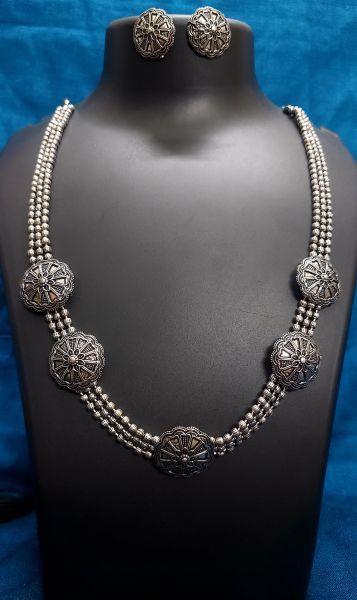 Silver Oxidized Necklace Set