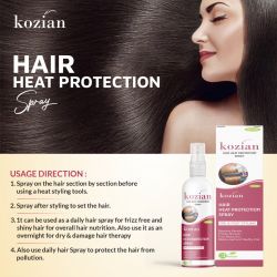 Kozian Natural Hair Heat Protection Spray with Argon Oil, Grape-Seed, Rice Protein, Jojoba Oil, Keratin & Rosemary Oil100ml (Pack of 2) (Hair Oil)