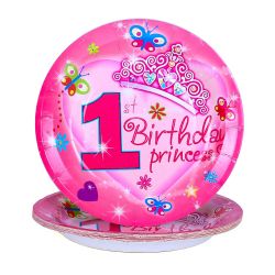  THEME HOUSE PARTY  PLATE - 1YEAR PRINCESS BIRTHDAY   (Pack of:8)