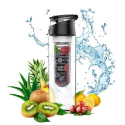 Detox Fruit Water Bottle with Fruit Infuser, BPA Free 750ml Fruit Infusing Infuser Water Bottle Lemon Juice Health Bottle flip Cap & Handle (Assorted Colors )