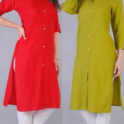 Trendy Cotton Kurtis Combo 2 Color (Red)