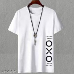 Fashion Globe Best Selling Printed Half Sleeves T Shirt for Man White OXO
