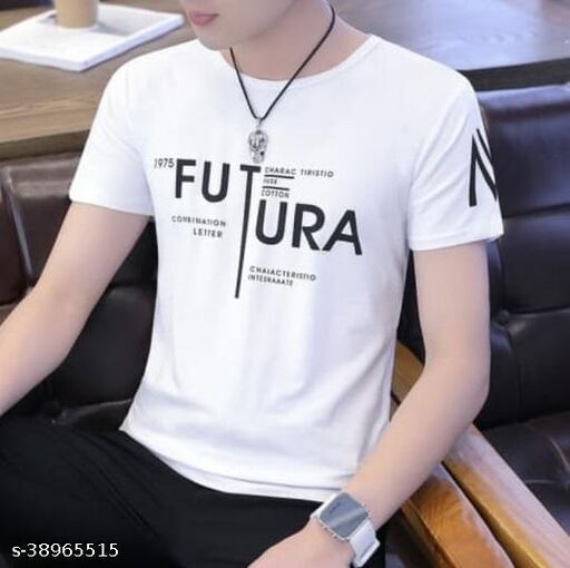 Fashion Globe Best Selling Printed Half Sleeves T Shirt for man White