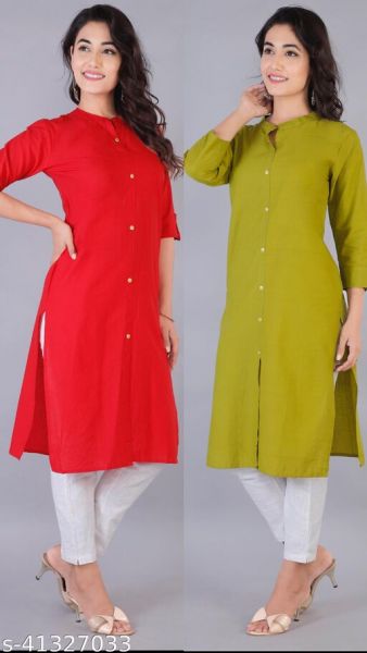 Trendy Cotton Kurtis Combo 2 Color (Red)