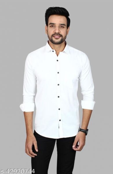 Men's Premium Cotton Casual Full Sleeve Shirt White