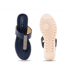Cleo Navy Heel Slip On Sandal for Women