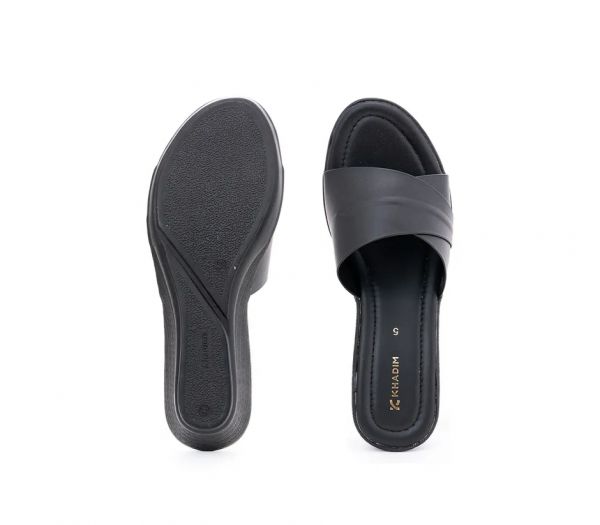 Khadim Black Mule Heel Sandal for Women