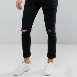 Z black knee cut jeans for men