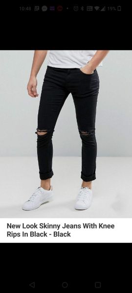 Z black knee cut jeans for men