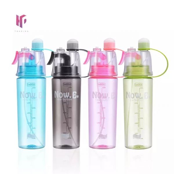 600ML Gift Drinking Cup Mist BPA free Spray Creative Sports Outdoor Climbing Plastic Spray Water Bottle