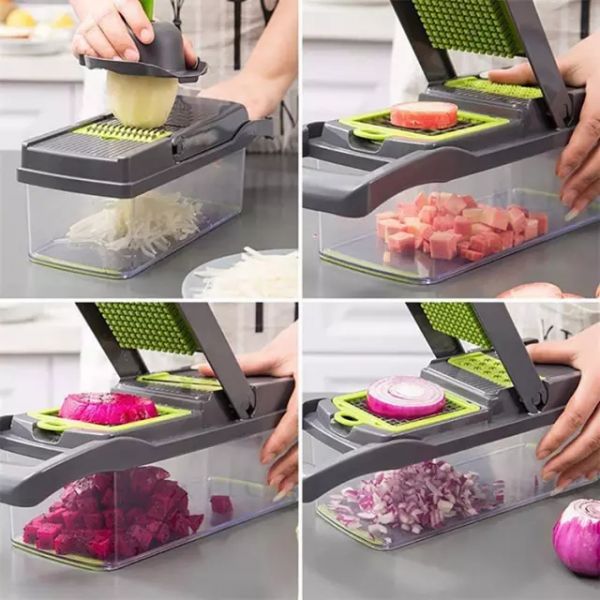 12 in 1 Manual Multi Kitchen Helper Food Processor Chopper Slicer Vegetable Cutter