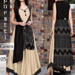 =:= PURATTI =:=  Designer gown :-: Fabric - rayon print :-: print fabric - poli Reyon  :-: Inner - cotton  :-: Size - m, l, xl, xxl.  :-: Length - 54