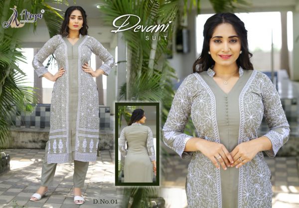 DEVANI KURTI  KURATI AND PANT  - 6 colour  - Fabric - Reyon cotton  - Thredwork  - Size - m, l, xl, xxl.  - Length - Kurti - 46 to 47  - Length Pant - 36 to 37  *PRICE - 999/-+ship* *CATALOGUE PRICE :- 4410/+ship*  Good quality 100% cotton