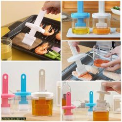Plastic oil container with brush
