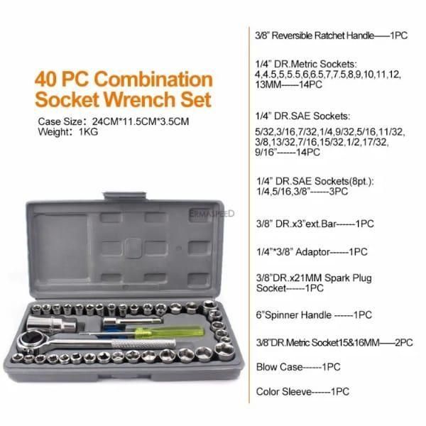 40 pcs stainless steel wrench tool set 