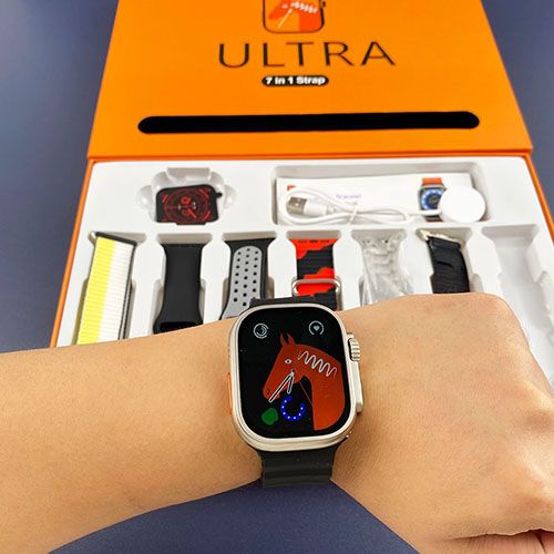 7 in 1 ultra smart watch with 7 straps and wireless charging Bluetooth 