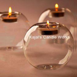 3 in. x 4 in. Clear Glass Sphere Ball Tea Light Candle Holders