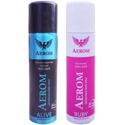 Aerom Alive and Ruby Deodorant Body Spray For Men and Women, 300 ml (P