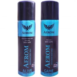 Aerom Alive and Game Deodorant Body Spray For Men, 300 ml (Pack of 2)
