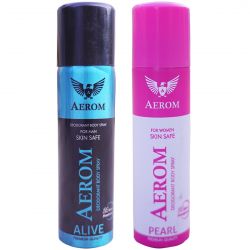 Aerom Alive and Pearl Deodorant Body Spray For Men and Women, 300 ml (