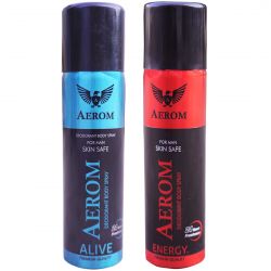Aerom Alive and Energy Deodorant Body Spray For Men, 300 ml (Pack of 2