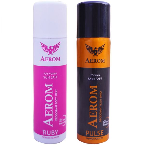 Aerom Ruby and Pulse Deodorant Body Spray For Men and Women, 300 ml (P