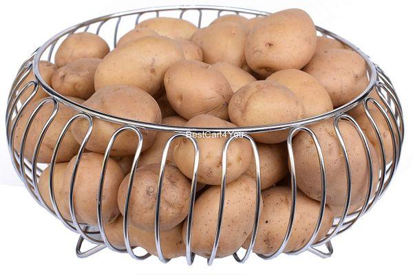 Vaishvi Heavy Stainless Steel Vegetable and Fruit Bowl Basket - Nickel Chrome Plated