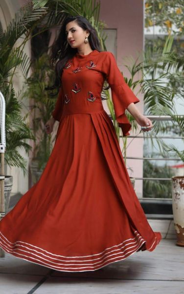 Partywear Designer Fusion Skirt Kurti  Engagement Shaadi Indian Dress