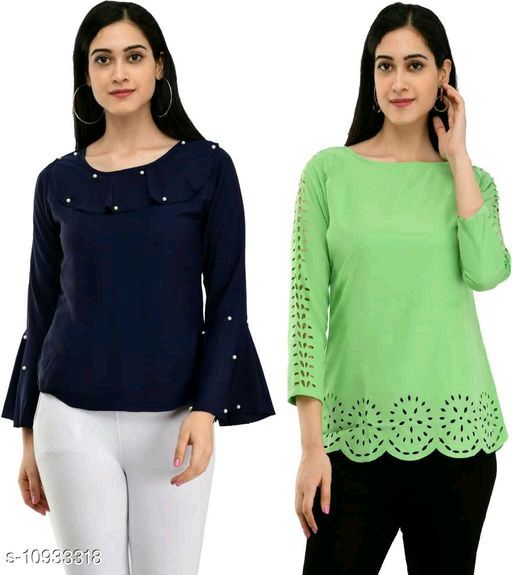 Womens Casual Solid Regular Fit Combo Top