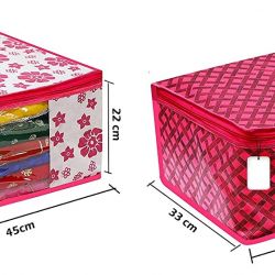 Sameer Enterprises Persents Non Woven clothes Cover Storage Bags for Clothes with premium Quality Combo Offer Saree Organizer for Wardrobe/Organizers for Clothes (Pack Of 6 )(Pink Flower-pink Check) 
