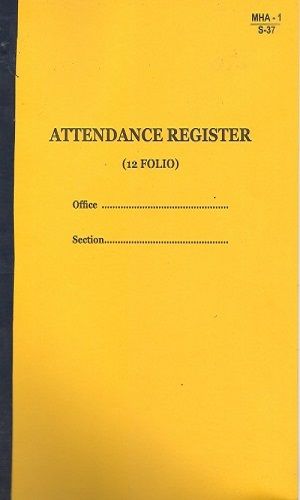 Attendance Register Big Size [Pack of 10 pc] for Central Government Office. Price for One pack of 10 pc with 18% GST and Free Shipping 
