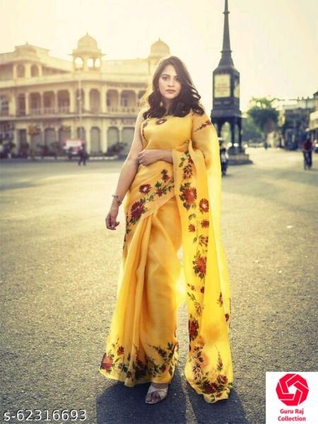 Yellow Organza Saree