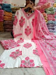 Cotton Kurti Pant with Dupatta Set 