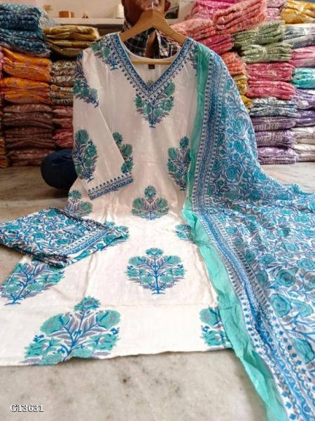 Cotton Kurti Pant with Dupatta Set 