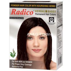 Radico HERBAL Certified Permanent Hair Color Powder With Nourishing Herbs (Dark Brown)