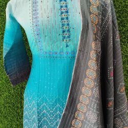 Pure cotton multiple colours with sequence work duppta pair kurti