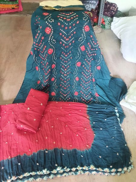 Satin cotton Bandhani Dress material 