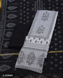 Elegant White Khadi Cotton Women Dress Material with Dupatta   Color:  White   Fabric:  Cotton Blend   Type:  Dress Material with Dupatta  Top Length: 2.25 (in metres)  Bottom Length: 2.5 (in metres)  Dupatta Length: 2.25 (in metres)  Within 6-8 business days However, to find out an actual date of delivery, please enter your pin code.  Elegant White Khadi Cotton Women Dress Material with Dupatta