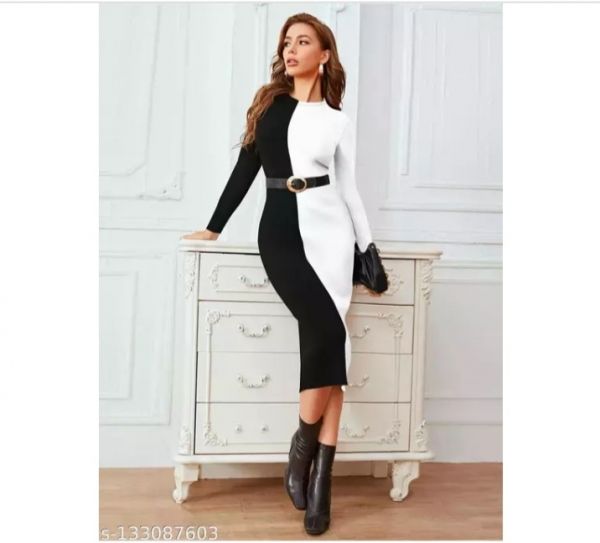 Name : VRbrothess Women's New Full sleeve bodycon party dress  Fabric : Lycra  Sleeve Length : Long Sleeves  Pattern : Colorblocked  Net Quantity (N) : 1  Sizes :   XS (Bust Size : 32 in, Length Size: 42 in)  S (Bust Size : 34 in, Length Size: 42 in)  M (Bust Size : 36 in, Length Size: 42 in)  L (Bust Size : 38 in, Length Size: 42 in)  XL (