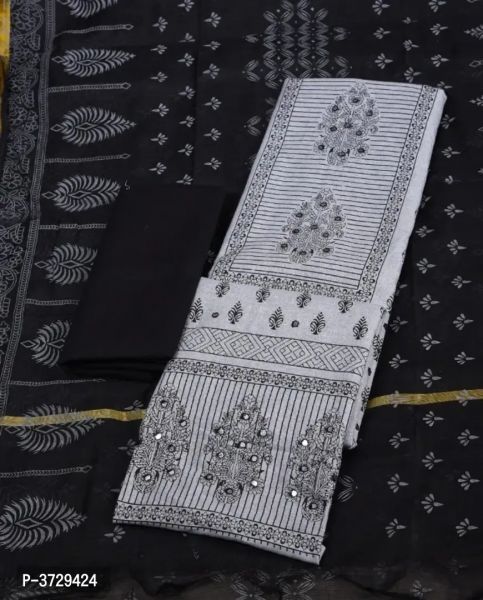 Elegant White Khadi Cotton Women Dress Material with Dupatta   Color:  White   Fabric:  Cotton Blend   Type:  Dress Material with Dupatta  Top Length: 2.25 (in metres)  Bottom Length: 2.5 (in metres)  Dupatta Length: 2.25 (in metres)  Within 6-8 business days However, to find out an actual date of delivery, please enter your pin code.  Elegant White Khadi Cotton Women Dress Material with Dupatta