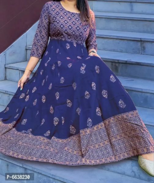 Rayon Foil Printed Gown