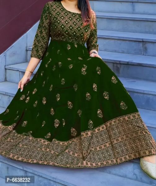 Rayon Foil Printed Gown