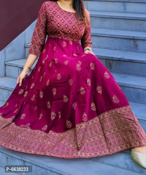 Rayon Foil Printed Gown