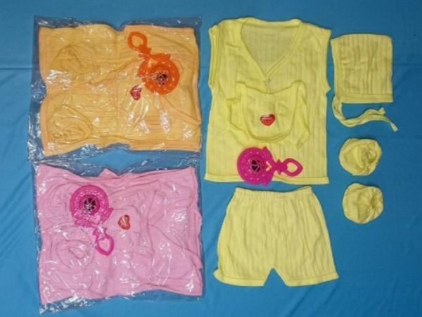 Casual wear parkar cotton sleevless newborn baby dress 6pcs set 