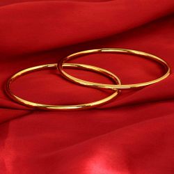 LIRISHA EXPORTS 22K GOLD PLATED BIG SIZE PLAIN BANGLES FOR GIRLS AND WOMEN ( SET OF 2 BANGLES )