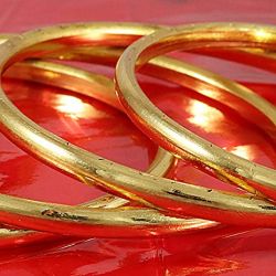 LIRISHA EXPORTS 22K GOLD PLATED NEW MODEL GIRLS AND WOMEN'S GOLD MODEL PLAIN BANGLES, SET OF 4 BANGLES