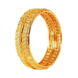LIRISHA EXPORTS 22K GOLD PLATED LATEST MODEL TWO LEAF DESIGN GIRLS AND WOMEN'S BANGLES ( SET OF 2 )