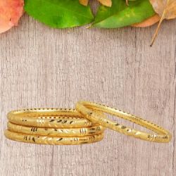 LIRISHA EXPORTS 22K GOLD PLATED LATEST DESIGN STYLISH GOLD CUTTING BANGLES SET OF 4