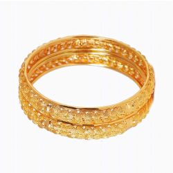 LIRISHA EXPORTS 22K GOLD PLATED LATEST MODEL TWO LEAF DESIGN GIRLS AND WOMEN'S BANGLES ( SET OF 2 )